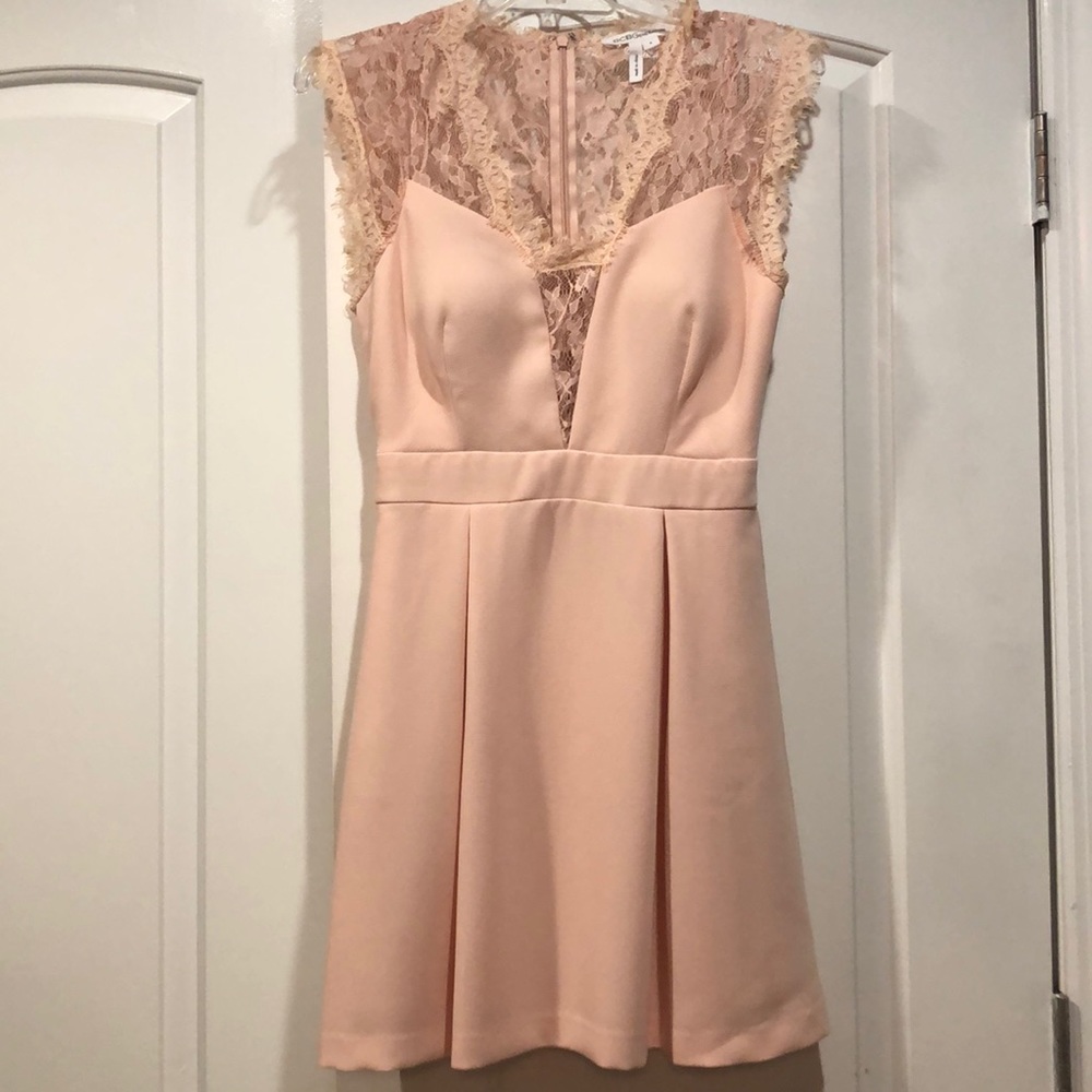 BCBG Pink Lace Mini Dress Prom Homecoming